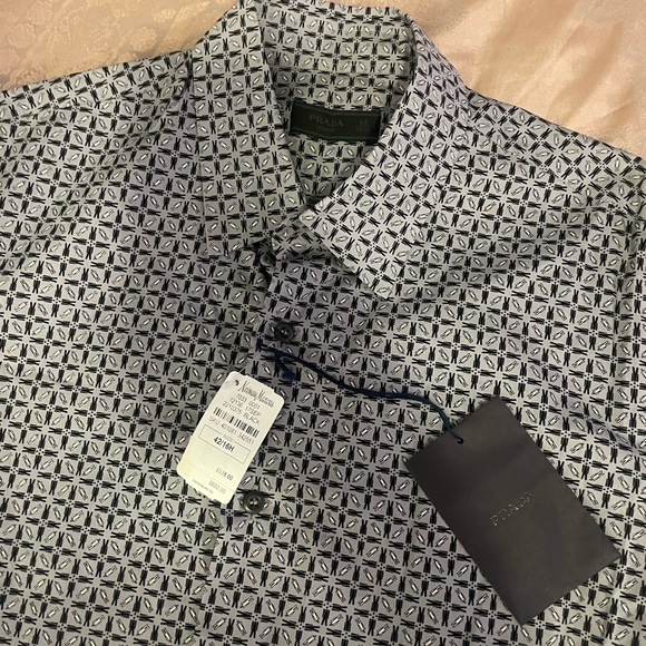 Prada Mens Camicia Cotton Shirt Sz 16.5/L - Picture 2 of 12
